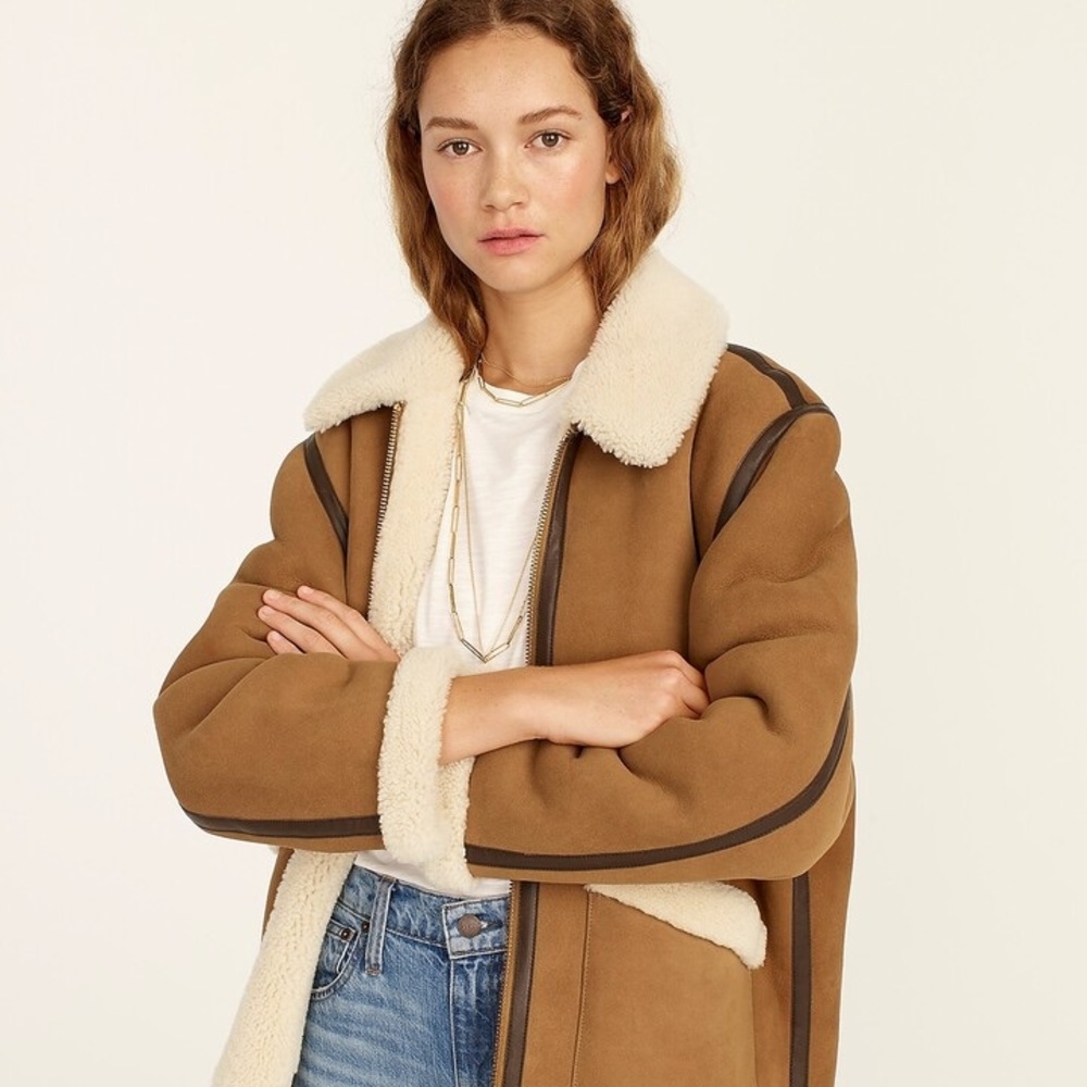 JCrew suede Shearling moto jacket